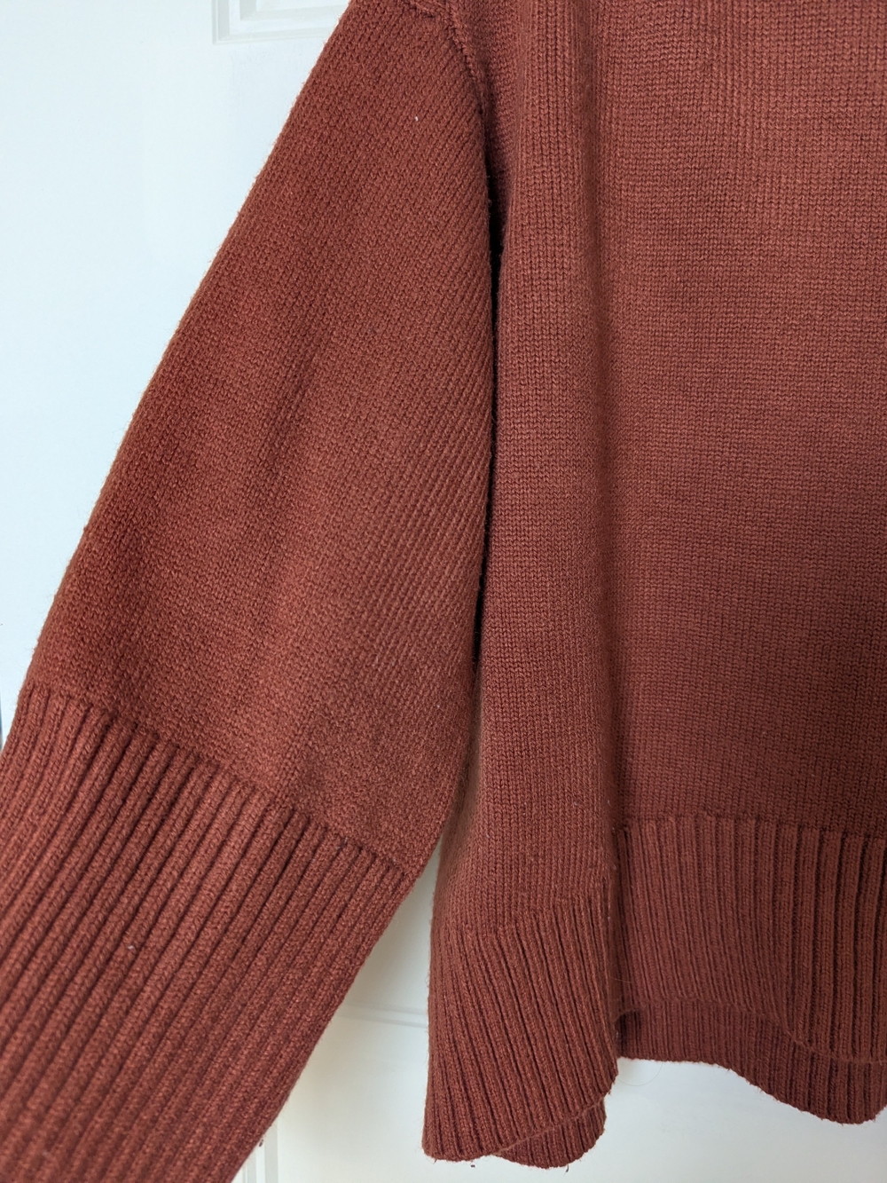 Turtleneck Rib-Hem Sweater in Rust - Picture 4 of 5